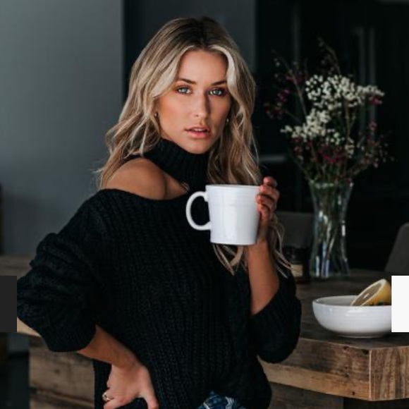 Sweaters - Black cut out turtleneck sweater